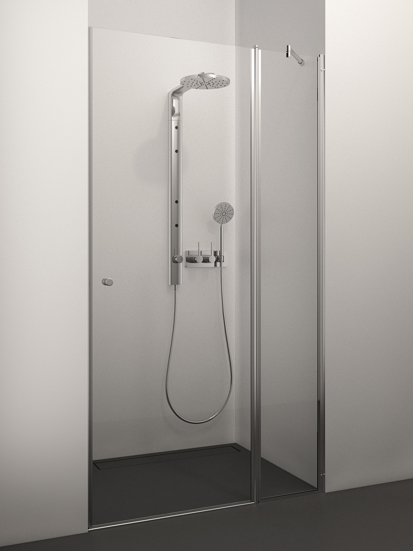 dušas durvis Elegante Plus, 1000 mm, h=2000 mm, hroms/caurspīdīgs stikls